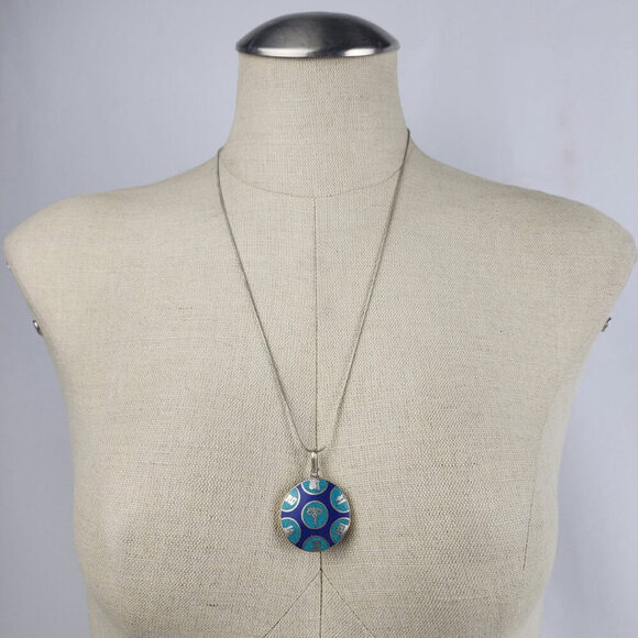 Vintage Tibetan Ancient Mantra Sterling Pendant Chain Necklace - Picture 1 of 8